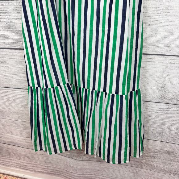 J.Crew Factory Plus Size Green Blue Striped Ruffle Tiered Maxi Dress Size 2X - Picture 6 of 9